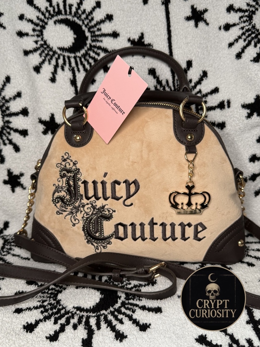 Juicy Couture Renaissance Satchel Crossbody Bag Beige Brown